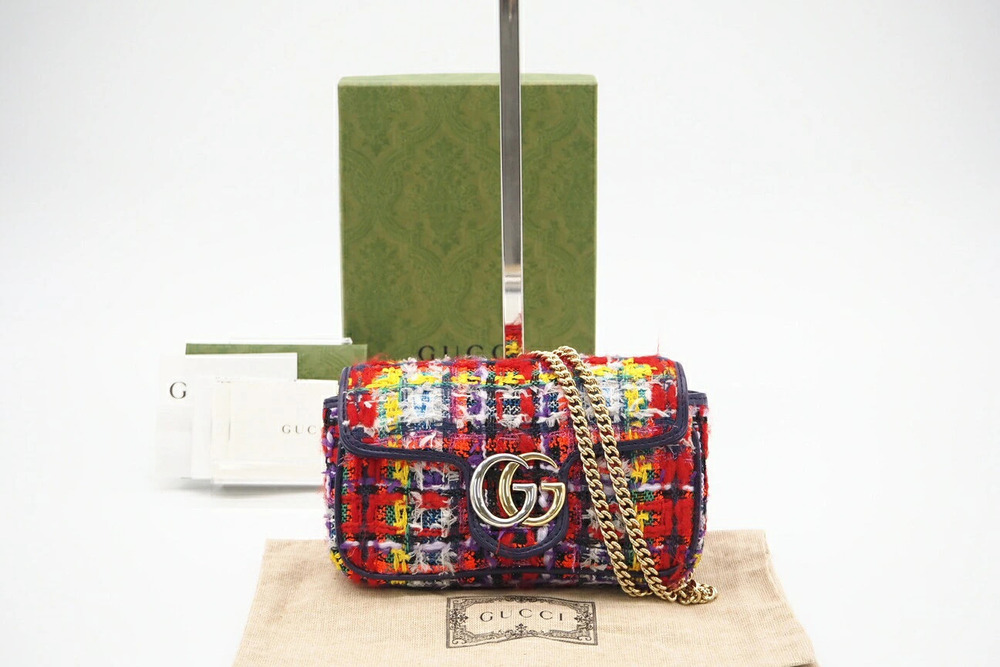 Gucci GG Marmont tweed bag shoulder multicolor
